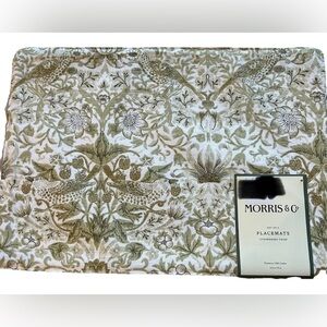 Morris & Co Strawberry Thief Placemats set of four 13” x 19” 100% cotton green